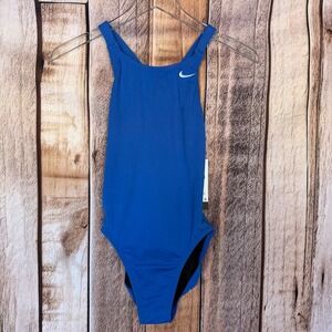 Nike Swimsuit One-Piece Hydrastrong Athletic Training Racerback Blue Size 30 NWT